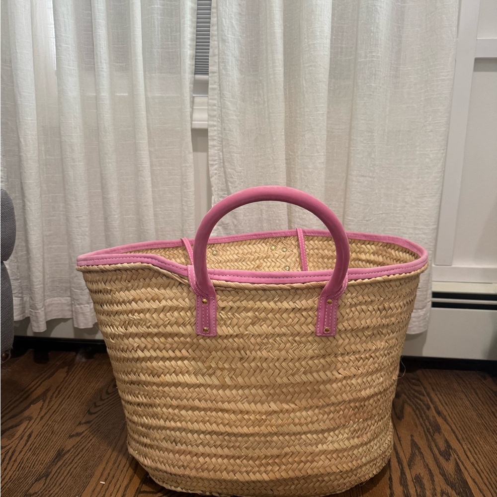 Jacquemus Pink Trimmed Straw XL Tote - Picture 6 of 7